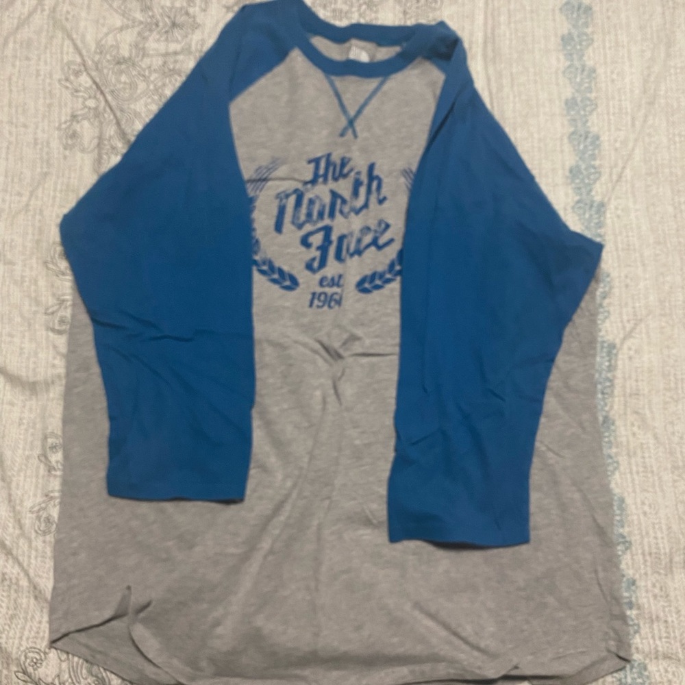 North Face baseball shirt men’s teal/gray